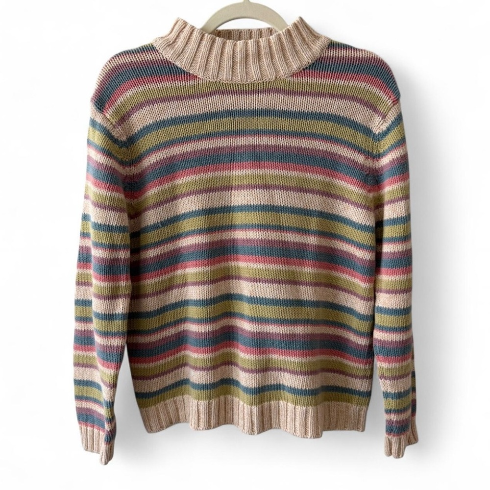 Ladies Izod Pastel Striped Knit Sweater. Size Large.